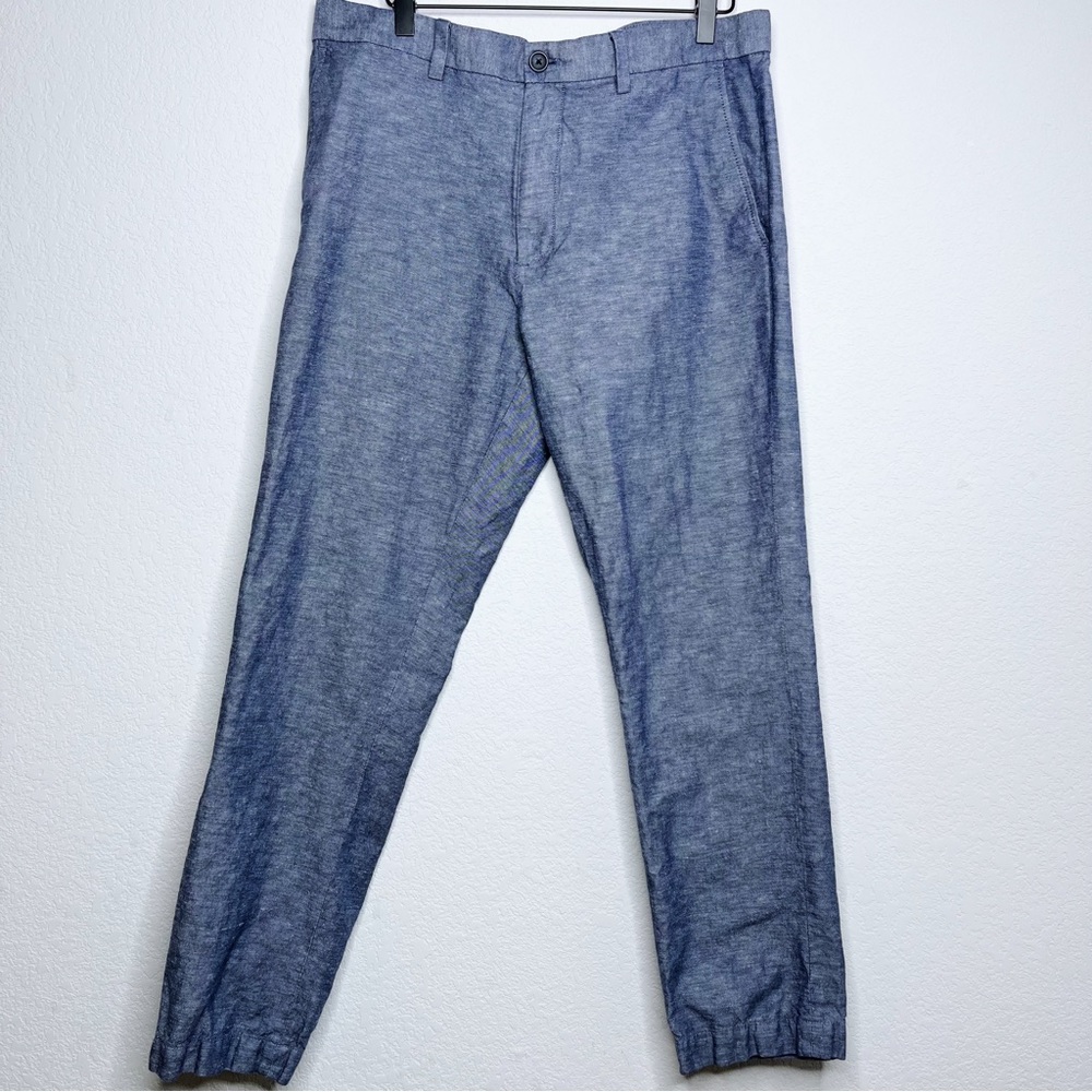 Banana Republic Men Pants 33x30 Aden Chino Blue Cross Dye Linen Cotton - Picture 1 of 9
